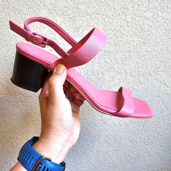 Everlane The Double Strap Block Heel Sandal Strawberry Pink Size 10.5 Italy - Picture 2 of 10